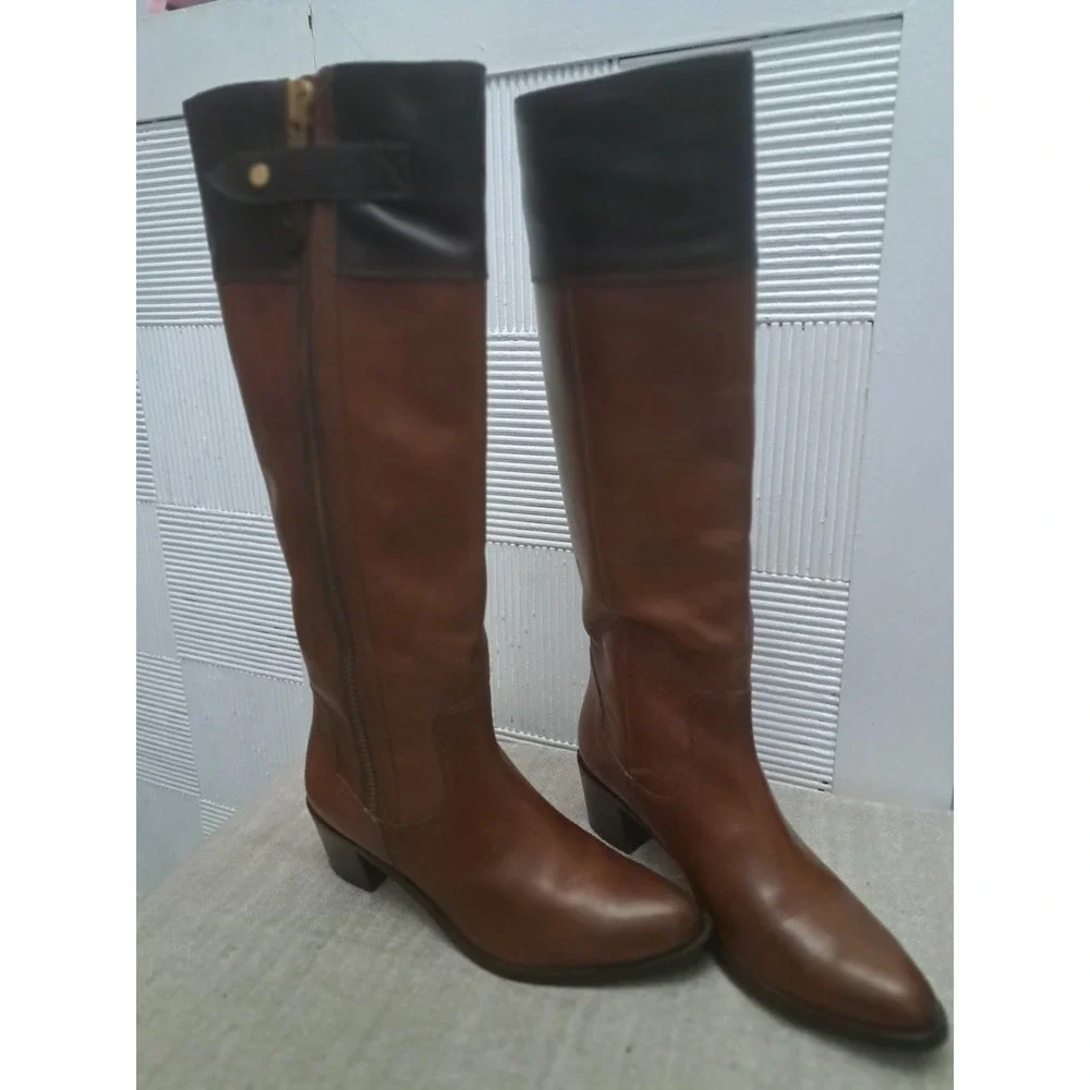 DVF Diane Von Furstenberg Boots Size 6 Brown‎ Black Knee High Equestrian